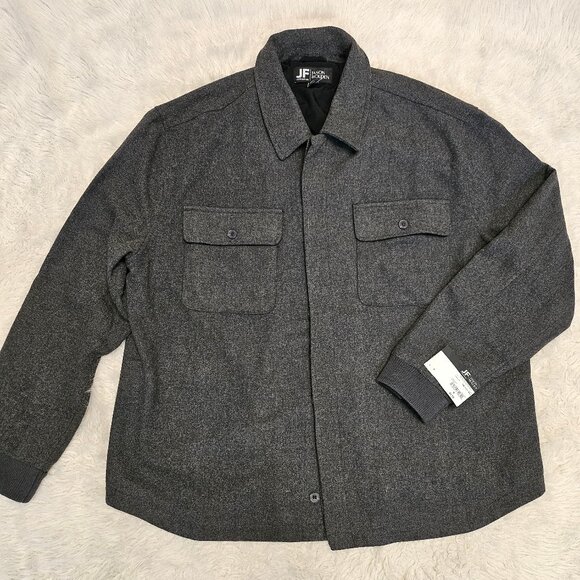 Jason Bolden Man's Charcoal Dark Gray Wool Blend Buttons Up Shirt Size XL - Picture 2 of 8